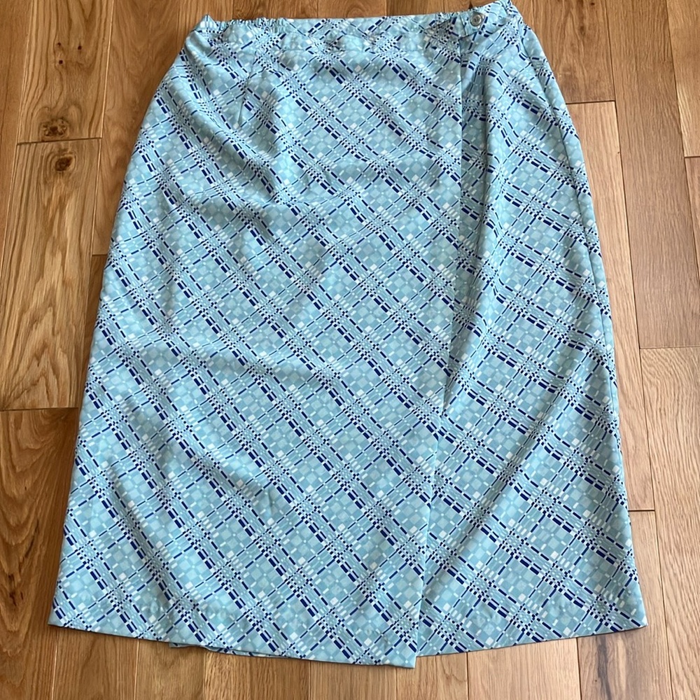 Retro Lane Bryant Light Blue geometric  wrap Skirt sz 22